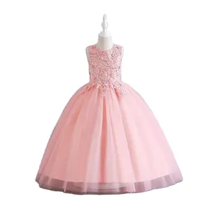新款优雅设计女孩连衣裙背带晚礼服公主裙女孩模特派对舞会礼服女孩4-13岁