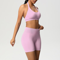Paduxi 2026 Vrouwen Nieuwkomers Solide Naadloze Activewear Fitness Gym Set Custom Logo Scrunch Butt V Back Hoge Taille Shorts Yoga