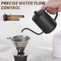 Usine directement 350ml 600ml cafetière de qualité alimentaire café noir verser sur la bouilloire bouilloire à col de cygne en acier inoxydable