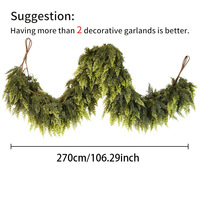 Guirlande de Noël artificielle en cèdre de 180 cm x 270 cm, verdure réaliste, feuillage de cèdre pour cheminée, manteau de cheminée, escalier, porte