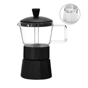 Grado alimenticio personalizado 360Ml 3 tazas Pyrex Glass Aluminio <span class=keywords><strong>Café</strong></span> Moka Olla Estufa Percolador superior Cafetera Espresso - Product Image 1