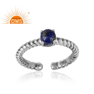 Anillo de piedras preciosas de lapislázuli azul de aspecto bonito, anillo de diseñador de plata esterlina oxidada 925, fabricante de joyas, Colección Vintage - Product Image 6