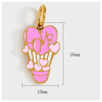 Breloque en émail rose en forme de cœur et d'ampoule, thème rose, mignonne, pour bijoux DIY pour filles, en acier inoxydable Yiwu Aceon