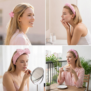 Ensemble de bandeaux et bracelets de lavage facial avec pinces, emballage personnalisé, marque privée pour femmes, soins de la peau, maquillage, SPA, lavage du visage - Product Image 2