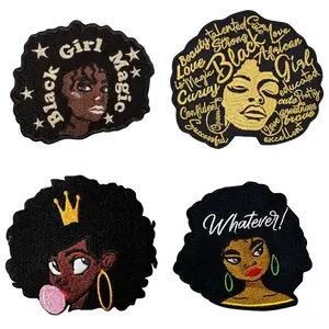 Afro Girls Black Women Beautiful Women Patch Custom Embroidery Patch Iron on For Jean Jacket Garment