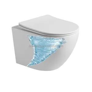 Eropa 360 derajat tornado gantung toilet tornado wc dinding terpasang mencuci p perangkap keramik bulat Commode dinding menggantung toilet