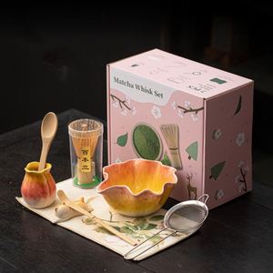 Asian Zen Eco Friendly 2025 Custom Ceramic Matcha Bowl Set Bamboo Whisk Tea Tools Packed <b>Gift</b> <b>Box</b> for Tea Lover Daily Present - Product Image 3