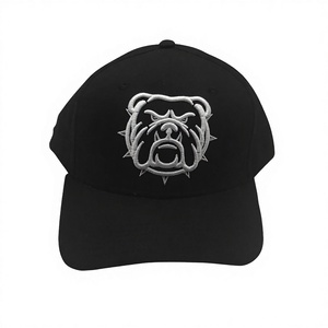 Gorras de Béisbol Negras Estilo Fierce con Diseño de Perro Enfurecido Impreso en Blanco, Oxford Común 100% Algodón, Unisex, Ajustables, Disponibles Ahora - Product Image 2