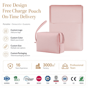 Funda Delgada para Portátil de Cuero PU con Logotipo Personalizado, con Compartimento para Cargador, Impermeable, Soporte para Portátil, para Hombres y Mujeres, Moderna Bolsa de Transporte para PC - Product Image 3