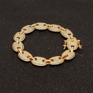 Chaînette pour hommes, en cuivre, plaqué <span class=keywords><strong>or</strong></span> 18K, mm, haute qualité, Hip Hop, zircon, Micro pavé, grains <span class=keywords><strong>de</strong></span> <span class=keywords><strong>café</strong></span>, à la mode - Product Image 4