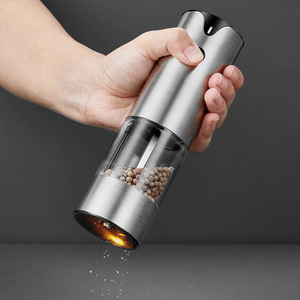 Stainless Steel Automatic Electric Pepper Grinder With Transparent Container USB Charging For Kitchen Use - Product Image 2