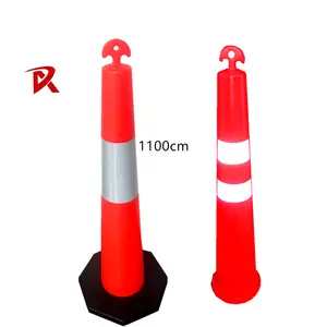 1100mm T-Top diviner post cones Road warning / black base Warning bollard 6kgs hot sale delineator post cone bollard