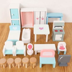 Juguetes de simulación para niñas, juego de muebles de madera para casa de muñecas, sala de estar, dormitorio, baño, cocina, comedor - Product Image 5