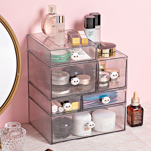 <b>Drawer</b> Style Cosmetic Organizer With <b>Drawers</b> <b>Stackable</b> Desktop <b>Storage</b> Box For Makeup Skincare Lipstick And Stationery - Product Image 1