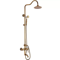 Système de douche rétro français en laiton massif avec jet de pluie haute pression et douchette à main, finition brossée, cartouche céramique pour salle de bain