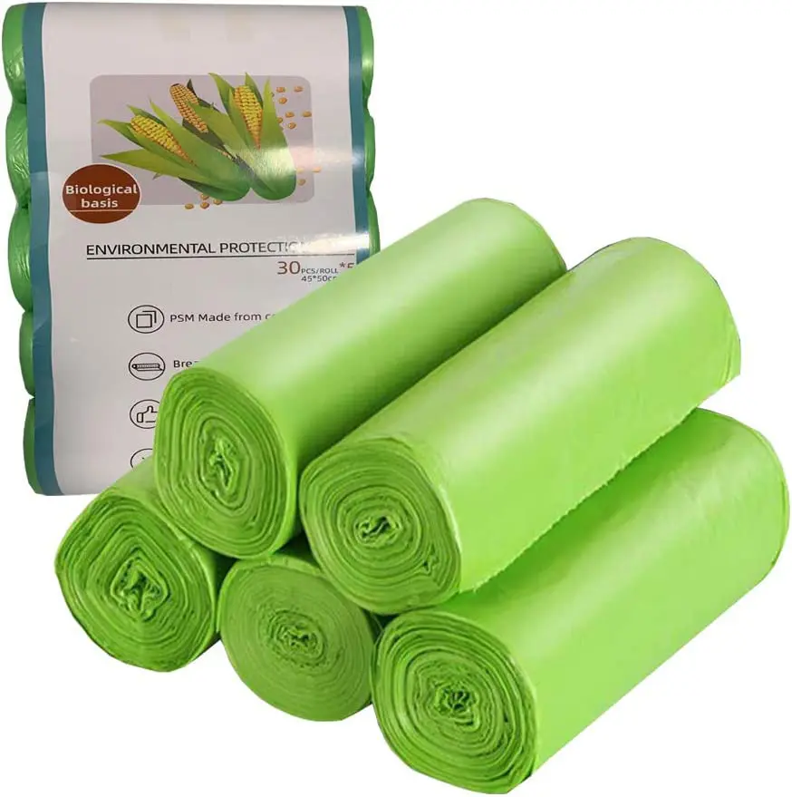 סין מייצר ביו מתכלה compostable עמילן תירס PLA custom אשפה יכול אניה פלסטיק ירוק רול חד פעמי שקית אשפה