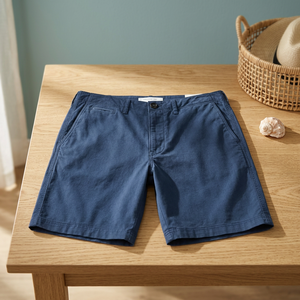 Hot Sale Summer Casual Mid <b>Men</b> High Street <b>Navy</b> Blue <b>Chino</b> <b>Shorts</b> <b>Short</b> Length Solid Pattern Worsted Fabric Direct Manufacturer - Product Image 2