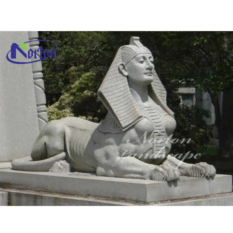야외 장식 돌 조각 큰 대리석 동상 이집트 흰색 대리석 스핑크스 동상 조각 가격