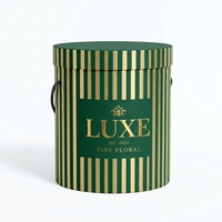 Boîte à fleurs ronde de luxe personnalisée, boîte en papier ronde haut de gamme avec poignée pour bouquet de mariage, emballage cadeau, écologique