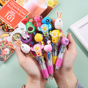 Mini Bolígrafo de Cuatro Colores, Estilo Coreano, Lindo, Adorable, con Diseño de Unicornio/Dinosaurio/Conejo, Tipo Pulsador - Product Image 2