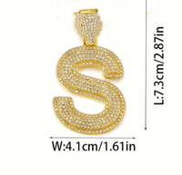 Usine En Gros Or Argent Métal Couleur Hip Hop En Alliage De Zinc et Bling Strass Grand Unique Anglais Lettre Charme Pendentif