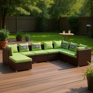 Ensemble de salon de jardin en polyrotin brun 8 pièces, mobilier d'extérieur avec coussins confortables pour la détente et la relaxation - Product Image 2