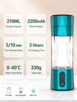 Bouteille d'eau hydrogénée portable EHM-H15 210ml avec électrode en titane et platine