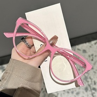 Nouvelles lunettes anti-lumière bleue à verres plats, couleurs dégradées, monture papillon vintage personnalisée, monture intégrale pour femmes, montures de lunettes tendance