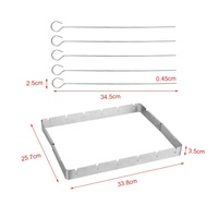 Support à brochettes pliable d'extérieur en acier inoxydable portable, support à brochettes pliable avec 6 brochettes à kebab et boîte pour barbecue, four, fumoir