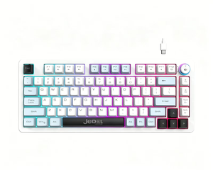 75% Wired Membrane Keyboard 81-Key Gaming 3-<strong>Color</strong> ABS Keycaps Rainbow Lighting with <strong>Knob</strong> Control Type-C Cable Plug &amp; Play - Product Image 2