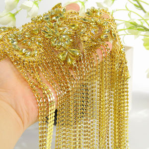 Schwere Braut-Applikation mit Gelbgold-Kristall-Patch und Bunten Strasssteinen, Perfekt Passend für Couture-Kleider - Product Image 6