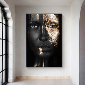 Quadro Moderno con Stampa di Donne Africane Belle in Nero, Dipinto a Olio su Tela con Cornice, Arte Murale di Ragazze Sensuali - Product Image 2