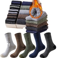 Chaussettes en coton pour homme, hiver, rayées, épaisses, chaudes, en tissu éponge, en gros