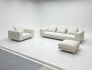 Juego de Muebles de Sala de Estar de Cuero Italiano Moderno y Contemporáneo, Elegante Juego de Sofás de Tela para el Hogar GS9155 - Product Image 6