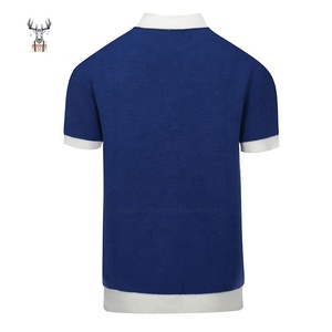 Nanteng fabricante personalizado 100% algodón <span class=keywords><strong>Mod</strong></span> estilo Vintage tejido cuello vuelto manga corta cuello en V para hombres polos de punto - Product Image 2