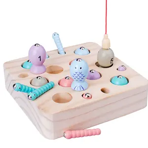 One and a Half Year Old Toddlers Wooden Magnetic Fishing Game Educational Hands On Toy for 1-2-3-Year-Olds