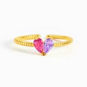 Anel de Amor Personalizado em Forma de Coração em Aço Inoxidável com Revestimento em Ouro Rosa para Homens e Mulheres, Presente de Casamento Memoriais, Anel Personalizado Ajustável - Product Image 1