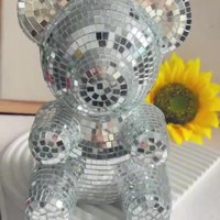 Chuang De Meilleures ventes Ours en peluche boule disco lumineux dans le noir, décoration miroir durable pour chambre et bureau, cadeau pour elle