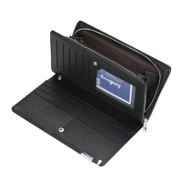 Baellerry Pria Kulit Dompet dengan Pengait Tali Zipper Kopling Dompet untuk Pria, Pria Panjang Dompet Ponsel Tas Kartu Pemegang Case