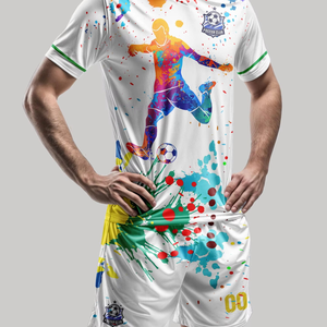 वी-गर्दन फुटबॉल जर्सी शॉर्ट्स व्यक्तिगत कस्टम नाम नंबर लोगो 100% पॉलिएस्टर स्वेट-विकिंग लुभावनीय यूनिसेक्स वयस्क - Product Image 1