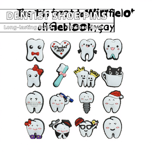 Vente en gros de breloques pour chaussures de santé dentaire J'aime mon dentiste Décoration de chaussures avec épingles d'accessoires en PVC pour chaussures sabots Matériau en caoutchouc - Product Image 2