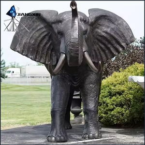 Statue d'éléphant en bronze-Éléphant en bronze avec tronc surélevé pour jardins sur le thème du safari (<span class=keywords><strong>centre</strong></span> <span class=keywords><strong>de</strong></span> <span class=keywords><strong>table</strong></span> extérieur <span class=keywords><strong>de</strong></span> luxe) - Product Image 1
