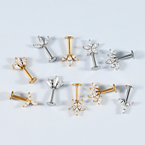 Pendiente de Cartílago de Oreja de 16G, Nuevo, de Acero Inoxidable con Zirconia, Tipo Corona, con Rosca Interna, Joyería para <span class=keywords><strong>Piercing</strong></span> Corporal - Product Image 6