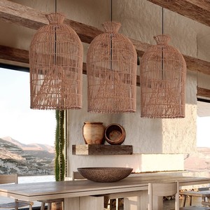Rattan Pendant <b>Light</b> Round E27 Led Single Head For Living Room Bedroom <b>Dining</b> Room Hotel Guesthouse Tea Room Bar Corridor - Product Image 3
