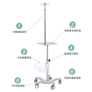 Carrito Médico Great Cause con Base de 600 mm, Soporte para Suero y Compatible con Ventilador, para Uso Hospitalario - Product Image 5