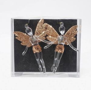 Adornos Navideños de Ángel de Plástico Acrílico Transparente de Alta Calidad, Decoraciones para Árboles de Navidad, Ángel Decorativo Color Champán - Product Image 1