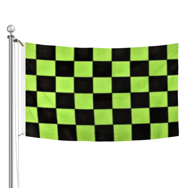 3x5 ft Green and White Checkered Flag Double Sided Polyester Outdoor Flag Ready Stock