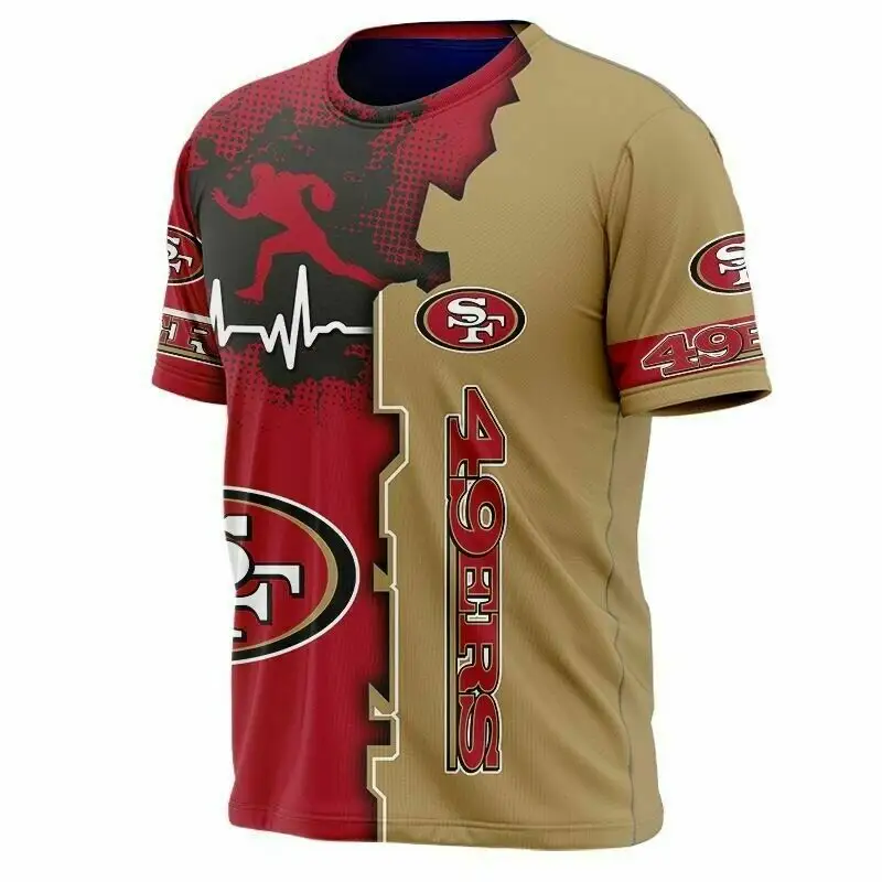Best Quality NFL Football Teams 49 All styles Short Sleeves Breathable Full print Cheap Men US size T shirts
