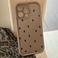 Coque de téléphone portable antichoc en TPU noir avec motif petit cœur et design d'objectif en échelle pour iPhone 11 12 13 14 15 16 17 18 Pro Max