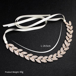 Diademas de Cristal de Diseño Original, Diadema Flexible con Pedrería, Tocado de Novia <span class=keywords><strong>para</strong></span> Boda, Cadena con Hojas - Product Image 5